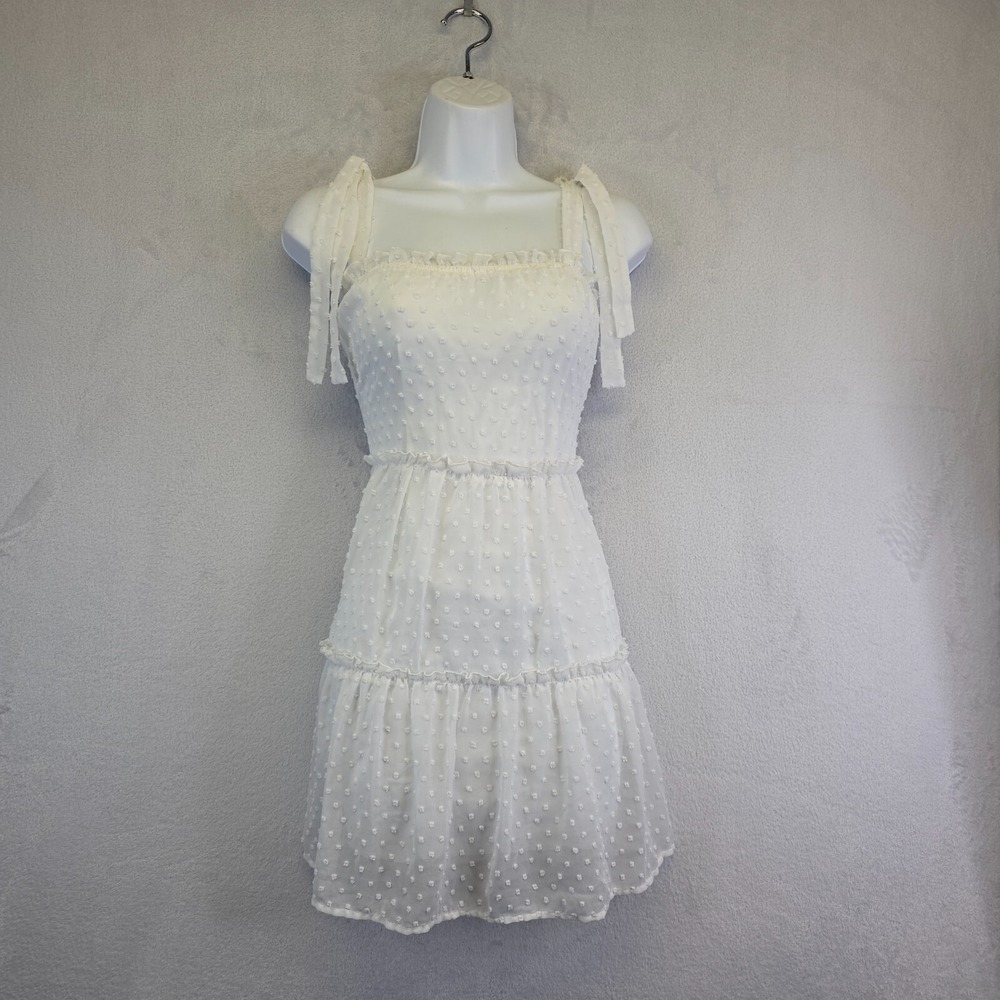 Trixxi Babydoll Dress Women M White Tiered Cottagecore Boho Y2K Festival